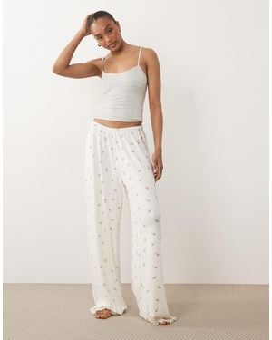 ASOS Asos Design Tall Mix And Match Pointelle Pajama Pants - Natural