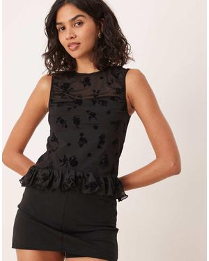 ASOS Devore Top Met Rimpeleffect En Peplumzoom - Zwart