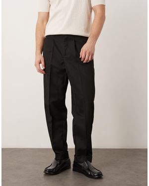 ASOS Smart Carrot Fit Pants With Double Button Waistband - Black