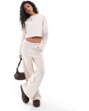 Stradivarius Co-ord Seam Front Wide Leg sweatpants - White