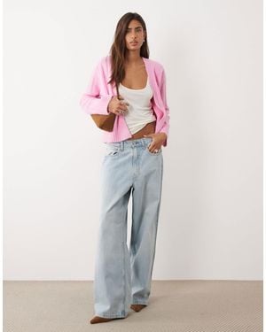 ASOS Edge To Edge Cardigan With Wide Rib Knit Detailing - Pink