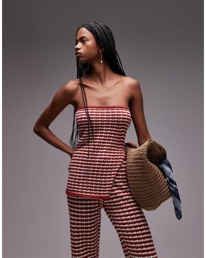 TOPSHOP Knitted Stripe Bandeau Co-ord - Gray