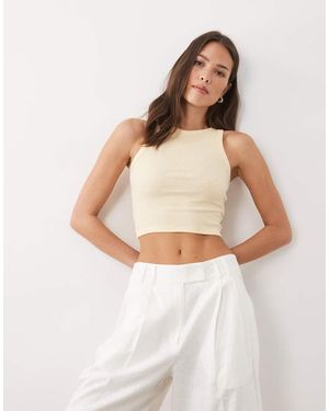 Brave Soul Ribbed Crop Singlet Top - White