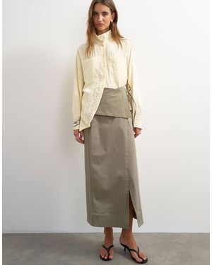 TOPSHOP Twill Wrap Tie Detail Maxi Skirt - Natural