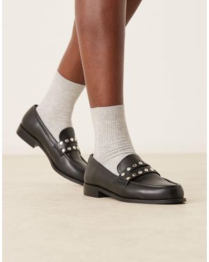 Raid Wide Fit Ferney Studded Loafers - Natural