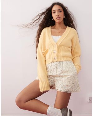 Miss Selfridge Seam Detail Boxy Cardigan - Natural