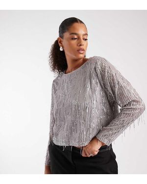 ONLY Top Corto Con Detalle De Lentejuelas De - Gris