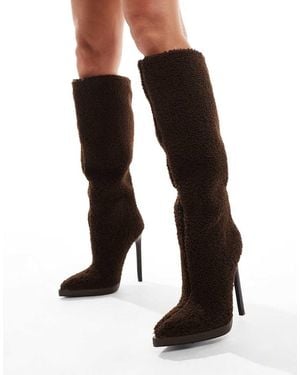 SIMMI Botas Por La Rodilla De Tejido Efecto Peluche Laylani De Simmi London - Negro