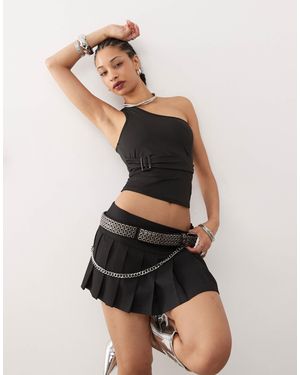 Edikted – es oberteil mit one-shoulder-träger und schnallendetail - Schwarz