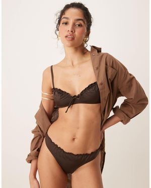 Free Society – gerafftes bikinioberteil - Braun