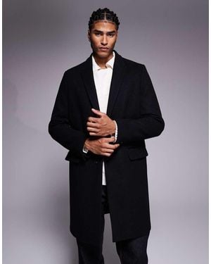 River Island Wool Look Overcoat - Blue