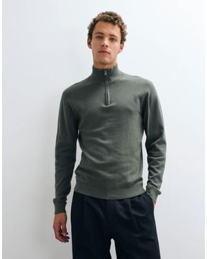Mango Teen Knitted Quarter Zip Sweater - Gray