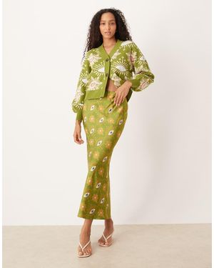 Never Fully Dressed Satin Maxi Skirt Co-ord - Yellow