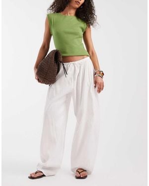 & Other Stories Balloon Trousers With Tie Waist - White
