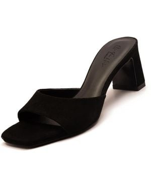 OFF THE HOOK 'Park' Suede Leather Block Heel Heeled Sandals - Black