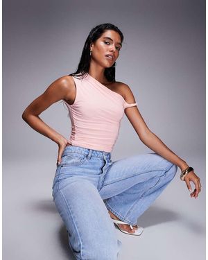 Kaiia Exclusive Double Layered Slinky Twist Off Shoulder Top - Blue
