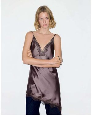 Pull&Bear Asymmetrische Camitop Met Kant - Bruin