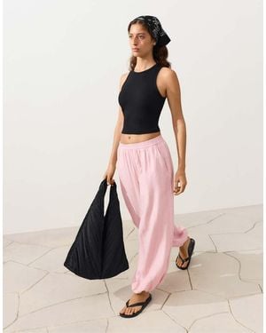 Oysho 100% Linen Bloomer Trousers - Pink