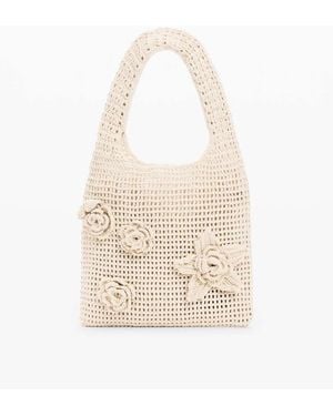 Desigual Crochet Bag With Flowers - White