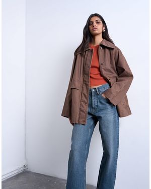 TOPSHOP – gewachste oversize-jeansjacke - Blau