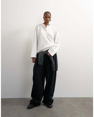 TOPSHOP Wafelhenleytop Met Lange Mouwen - Wit