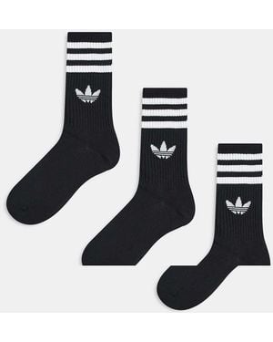 adidas Originals Adicolor Trefoil 3 Pack Crew Socks - Black