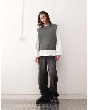 Collusion Knitted Oversized Vest - White