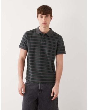 Weekday Pique Polo T-Shirt - Black