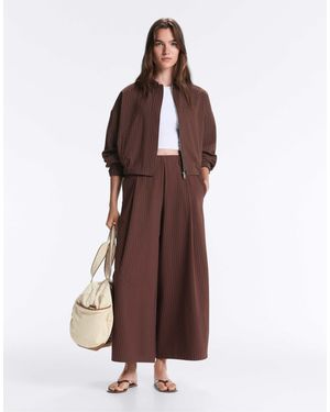 Oysho Jacke mit nadelstreifen, piqué und polokragen aus baumwolle - Braun