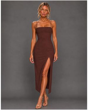 Vesper Strappy Thigh Split Midaxi Dress - Grey