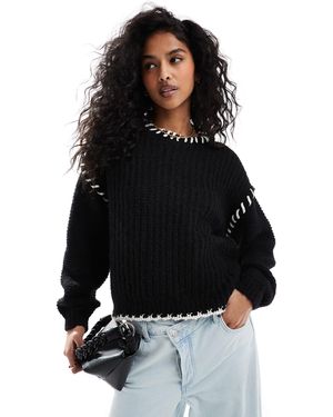 ONLY Contrast Stitch Jumper - Black