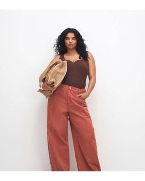 ASOS Pantalones Color Óxido De Corte Barrel Con Efecto Lavado De Asos Design Curve-Rojo