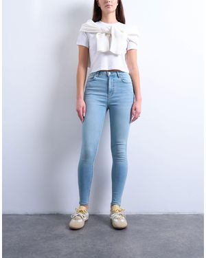 Topshop Hourglass Jamie - jean skinny à taille haute - délavé - Bleu