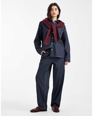 Object Gina Barrel Tie Waist Jeans Co-ord - Blue