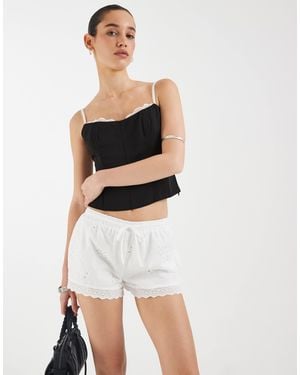 Motel Judy Boxer Broderie Shorts - White