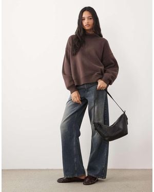 Abercrombie & Fitch Funnel Neck Sweatshirt - Brown