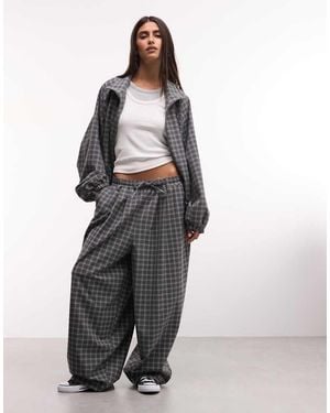 Collusion Xl Pantalón Sastre Balloon A Cuadros De Conjunto-Gris