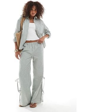 Daisy Street Pull On Trouser With Tie Side - Green