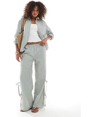 Daisy Street Pantaloni Verdi A Righe Con Laccetti Laterali - Verde