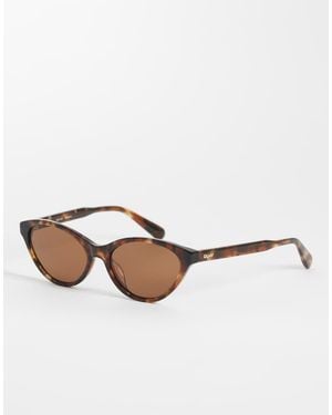 Quay Quay Talk Nice Narrow Cat Eye Sunglasses - Brown