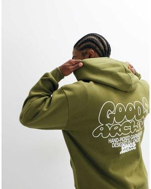 ASOS Felpa Con Cappuccio Oversize Squadrata Con Stampa Sul Retro - Verde