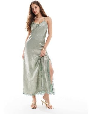 Miss Selfridge Satin Cami Maxi Dress - Green