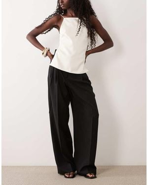Mango Geplooide Pantalon Met Voorkant - Naturel