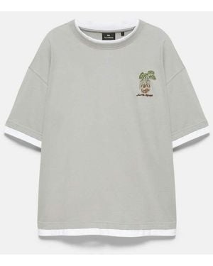 Pull&Bear Coconut Graphic T-shirt - Grey