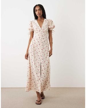 Miss Selfridge Button-through Maxi Tea Dress - Natural