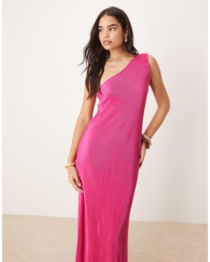 Vila Plisse One Shoulder Sleeveless Maxi Dress - Pink