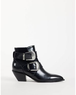 ASOS Ruben Boho Buckle Heeled Ankle Boots - White