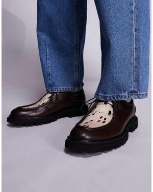 Steve Madden Cow Print Detail Chunky Lace-up Loafers - Blue