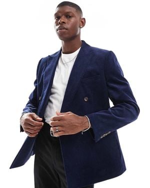 ASOS Slim Fit Double Breasted Corduroy Blazer - Blue