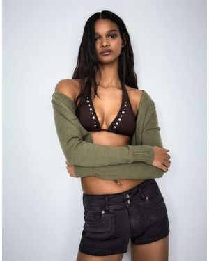 Bershka Denim Mini Shorts - Black